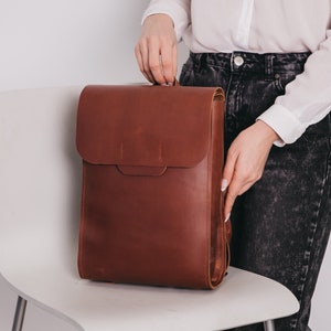 Leather brown backpack,Laptop Travel Rucksack Leather,Leather MacBook backpack,Leather laptop bag gift, Leather Backpack,Women bag gift