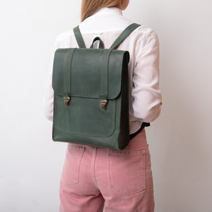 Leather backpack Women,Travel Rucksack Leather,Leather MacBook backpack,Leather laptop bag gift,Handmade Leather Backpack,Women Backpack Green