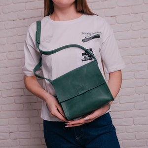 Leather Crossbody Bag Women Shoulder Bag Mini Bag Cross Body Bag Leather Purse Woman Handbag Minimalist Bag Cosmetics Bag Evening Bag Gift Green