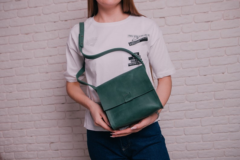 Leather Crossbody Bag Women Shoulder Bag Mini Bag Cross Body Bag Leather Purse Woman Handbag Minimalist Bag Cosmetics Bag Evening Bag Gift Green