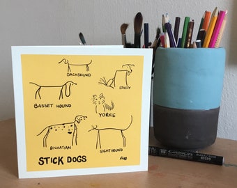 Stick dogs: greetings card for dog lovers