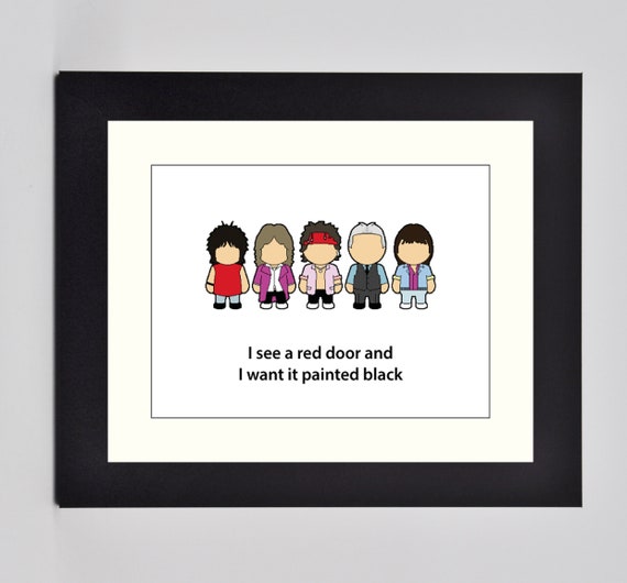 Rolling Stones Wall Art Print Cartoon Style With Lyric Great Gift