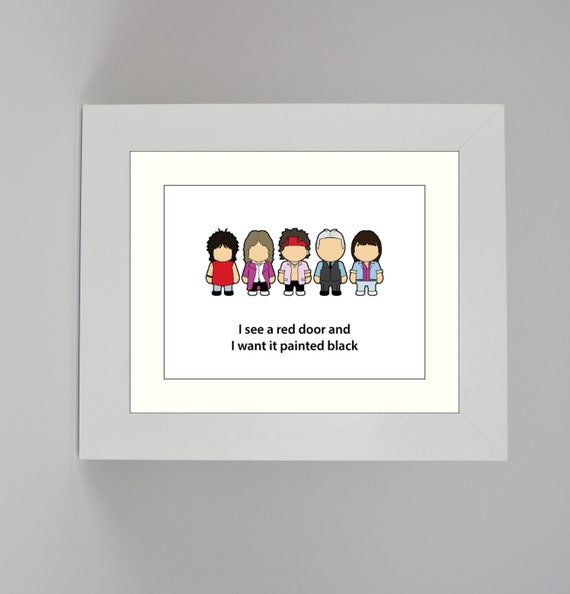Rolling Stones Wall Art Print Cartoon Style With Lyric Great Gift