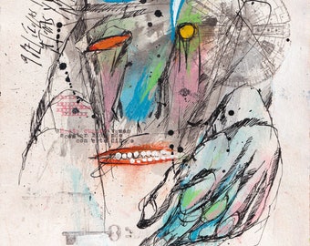 Original Drawing #1101/ 29.5x20cm ***READ IMP0RTANT INFO in DESCRIPTION Below***. Mixed media on paper