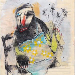 Disegno originale n. 637/ 14,5x21 cm *** LEGGI INFORMAZIONI IMP0RTANTI nella DESCRIZIONE sotto*** Tecnica mista su carta