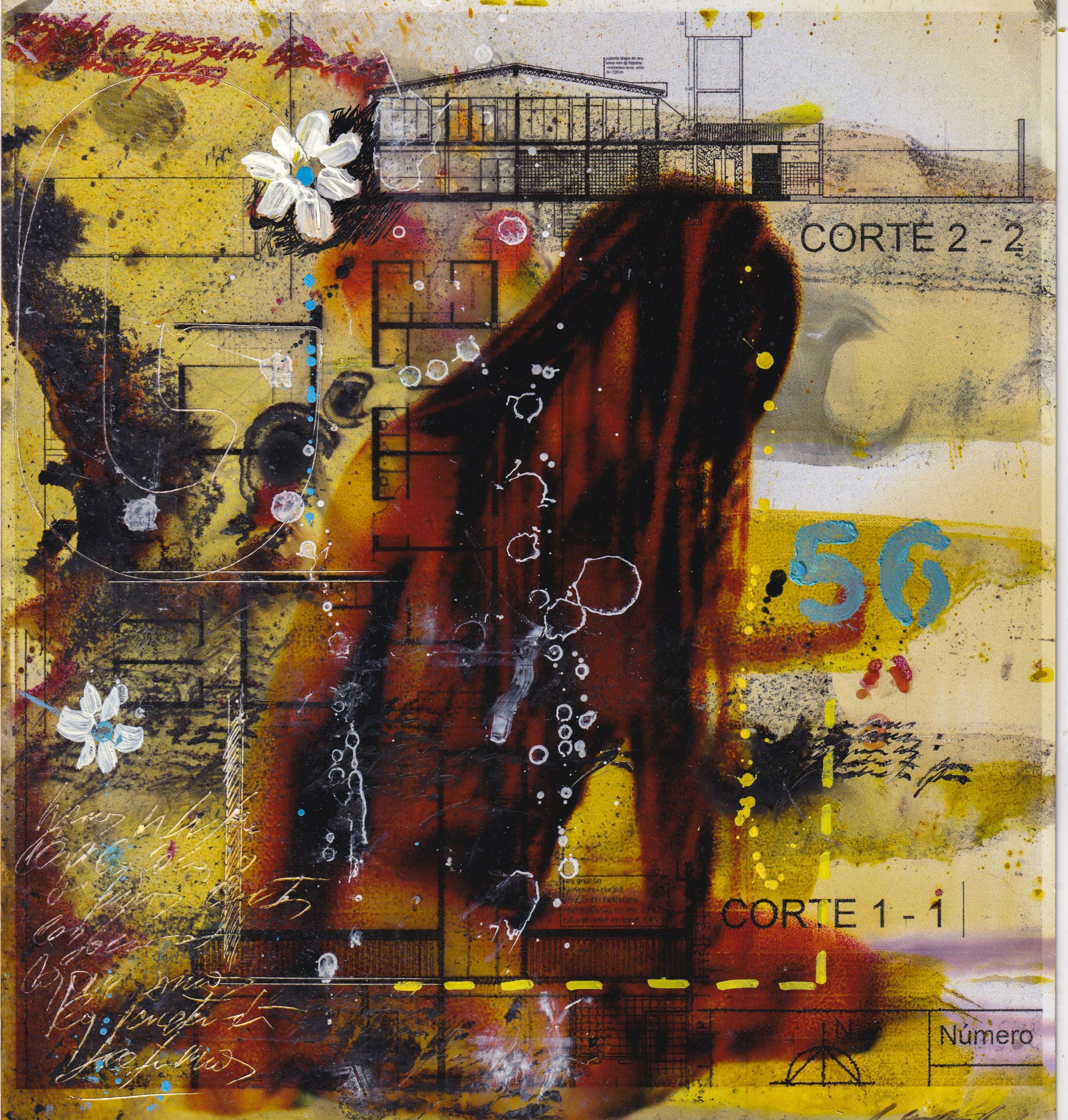 Original Drawing #1135/20x22cm*** READ IMP0RTANT INF0 IN DESCRIPTI0N BEL0W*** Photographic intervention