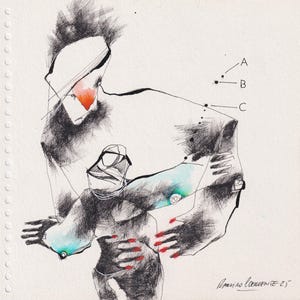 Original Drawing #1218/ 20x20cm *** READ IMP0RTANT INFO in DESCRIPTION Below***. Mixed media on paper