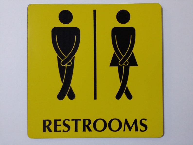 FUNNY BATHROOM SIGN Cross Legs Unisex Restroom Sign Plaque image 4