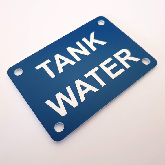 Water Barrel Tank Water Sign Plaque - Outdoor Rated, Laser Engraved ...