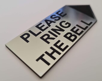 Please Ring Bell on Door to your Right with Graphic Sign 20cm x 6cm 30 Colours 