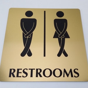 FUNNY BATHROOM SIGN Cross Legs Unisex Restroom Sign Plaque image 3