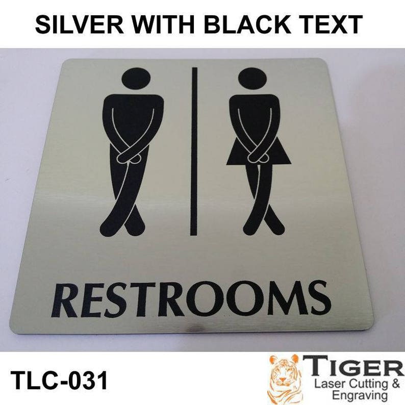 5.1IN X 5.1IN FUNNY BATHROOM Toilet BOW-LEGGED UNISEX RESTROOM SIGN 13CMX13...