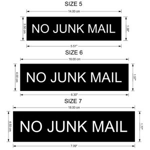 NO JUNK MAIL Laser Engraved Letterbox Mailbox Sign 30 Colours and 10 Sizes Small, Medium & Large image 7