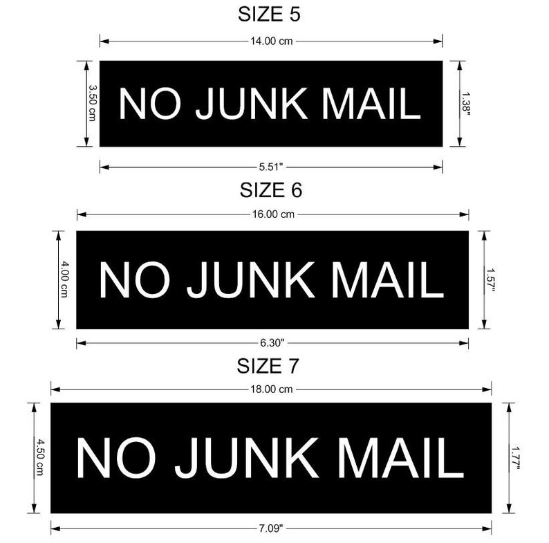 NO JUNK MAIL Laser Engraved Letterbox Mailbox Sign 30 Colours and 10 Sizes Small, Medium & Large image 7