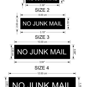 NO JUNK MAIL Laser Engraved Letterbox Mailbox Sign 30 Colours and 10 Sizes Small, Medium & Large image 6