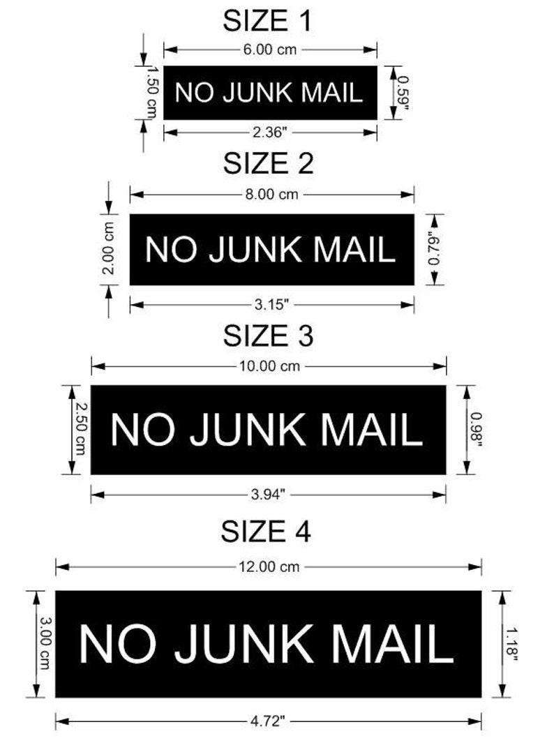 NO JUNK MAIL Laser Engraved Letterbox Mailbox Sign 30 Colours and 10 Sizes Small, Medium & Large image 6