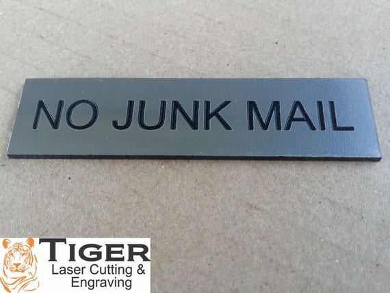 No Junk Mail Engraved Sign 