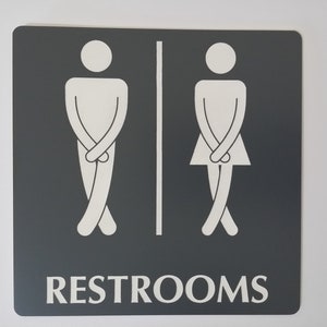 FUNNY BATHROOM SIGN Cross Legs Unisex Restroom Sign Plaque image 5