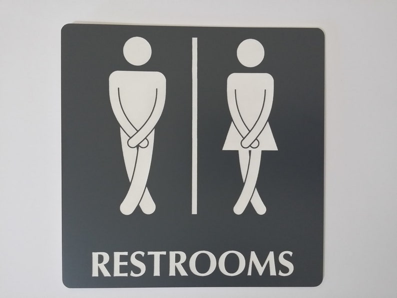 FUNNY BATHROOM SIGN Cross Legs Unisex Restroom Sign Plaque image 5