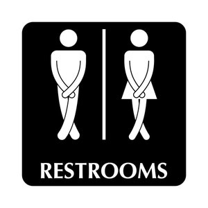 FUNNY BATHROOM SIGN Cross Legs Unisex Restroom Sign Plaque