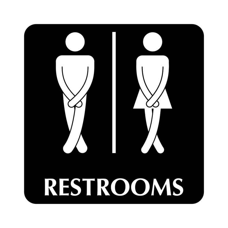 FUNNY BATHROOM SIGN Cross Legs Unisex Restroom Sign Plaque image 1