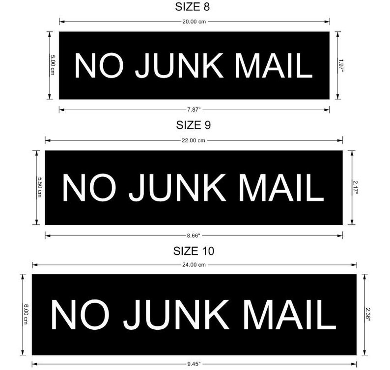 NO JUNK MAIL Laser Engraved Letterbox Mailbox Sign 30 Colours and 10 Sizes Small, Medium & Large image 8