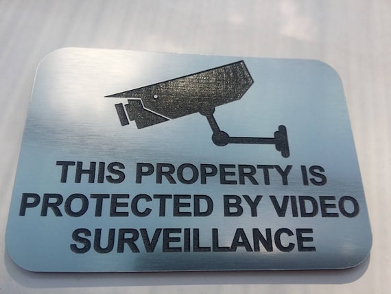 Security CCTV Warning Sign Video Surveillance Plaque 10cm x 7cm White Black 