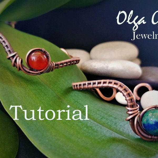 Wire Wrapped tutorial PDF,wire wrapped bangle bracelet,Copper Woven Bracelet Tutorial,Metal wire Bracelet, Cuff Bracelet with stone tutorial
