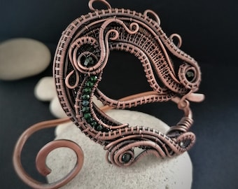 Oxidiertes Kupfer Palm Cuff Armband, Draht Gewickelt Blumen Schmuck