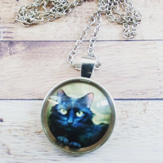 Black Cat Cabochon Necklace - Black Cat Pendant Uk Black Cat Cabochon Necklace - Black Cat Pendant Uk