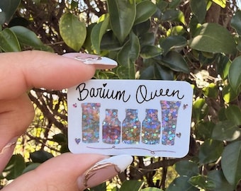 Barium Queen varibar inspired sticker, MBSS, VFSS, Medical SLP, Speech Therapy, Speech Language Pathology, glitter, waterproof