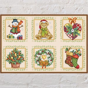 Cross stitch pattern Christmas Ornaments #9, Christmas cross stitch, holiday embroidery, Christmas decorations, snowman, digital PDF file