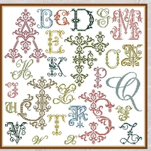 Cross stitch pattern Antique ABC Sampler, alphabet cross stitch, vintage embroidery, printable cross stitch, digital PDF file, letter