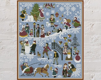 Sampler cross stitch pattern Christmas Spirit, Christmas cross stitch, holiday embroidery, Christmas sampler, counted cross stitch, PDF file