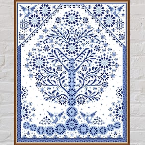 Cross stitch pattern Tree of Life #5, Slavic cross stitch, ornament cross stitch, monochrome embroidery, printable, PDF file, sacred tree