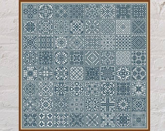 Cross stitch pattern Squares #3, sampler cross stitch, cushion design, monochrome embroidery, carpet cross stitch, PDF file, printable