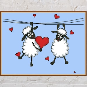 Kruissteekpatroon Love Season, romantische kruissteek, schattige kruissteek, romantisch koppel, liefdeskruissteek, digitaal pdf-bestand, afdrukbaar