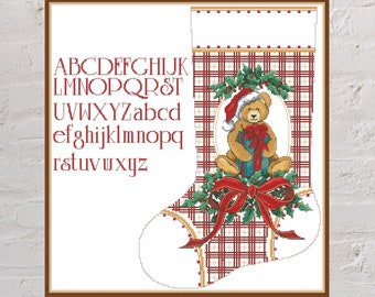Modèle de point de croix bas de Noël #20, broderie de vacances, point de croix de Noël, point de croix abc, fichier PDF numérique, décor de Noël