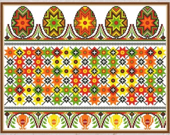Cross stitch pattern Easter Sampler #2, Easter cross stitch, holiday embroidery, Easter eggs, PDF file, printable cross stitch, pysanka