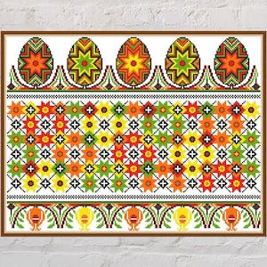 Cross stitch pattern Easter Sampler 2, Easter cross stitch, holiday embroidery, Easter eggs, PDF file, printable cross stitch, pysanka zdjęcie 1