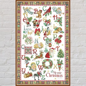 Cross stitch pattern Christmas Alphabet #4, Christmas cross stitch, holiday embroidery, Christmas sampler, PDF, vintage cross stitch, abc