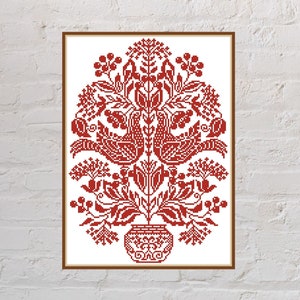 Cross stitch pattern Tree of Life #2, Slavic cross stitch, ornament cross stitch, monochrome embroidery, printable, PDF file, sacred tree