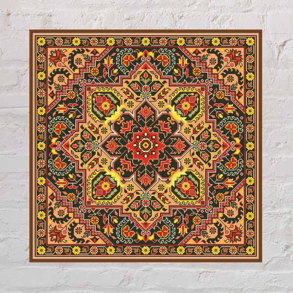 Cross stitch pattern Flower Carpet #3, floral cross stitch, cushion design, rug embroidery, antique cross stitch, digital PDF file,printable