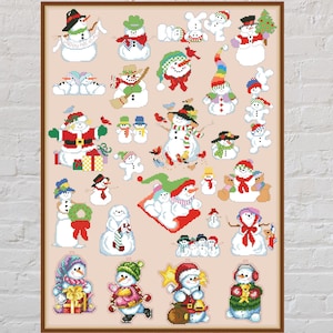 Cross stitch pattern Christmas Ornaments #17, Christmas cross stitch, holiday embroidery, snowman, Christmas decorations, digital PDF file