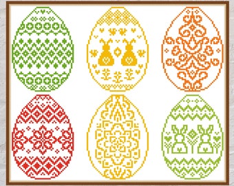 Cross stitch pattern Easter Eggs #3, pysanky cross stitch, Ukrainian ornaments, monochrome cross stitch, Easter embroidery, digital PDF file