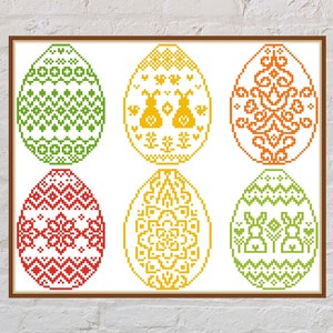 Cross stitch pattern Easter Eggs #3, pysanky cross stitch, Ukrainian ornaments, monochrome cross stitch, Easter embroidery, digital PDF file
