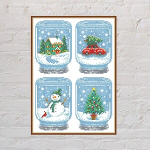 Patrón de punto de cruz Tarros navideños n.º 2, punto de cruz navideño, bordado navideño, punto de cruz de invierno, punto de cruz contado, archivo PDF