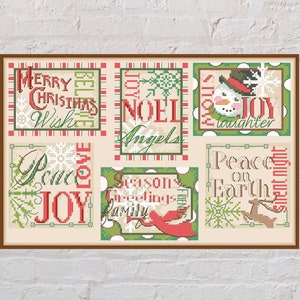 Modèle de point de croix Saison de Noël, point de croix de Noël, broderie de vacances, point de croix d'hiver, point de croix compté, fichier PDF