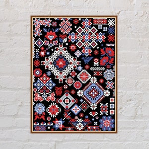 Cross stitch pattern Medieval Sampler, quaker sampler, geometric embroidery, floral cross stitch, vintage cross stitch, digital PDF file