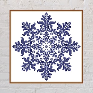 Cross stitch pattern Snowflake, winter cross stitch, monochrome embroidery, Christmas cross stitch, digital PDF file, holiday cross stitch